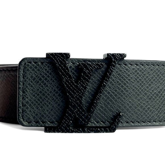 LOUIS VUITTON Black Leather Belt LV Monogram +Box dust bag receipt tag Sz 90/36 - Picture 14 of 14